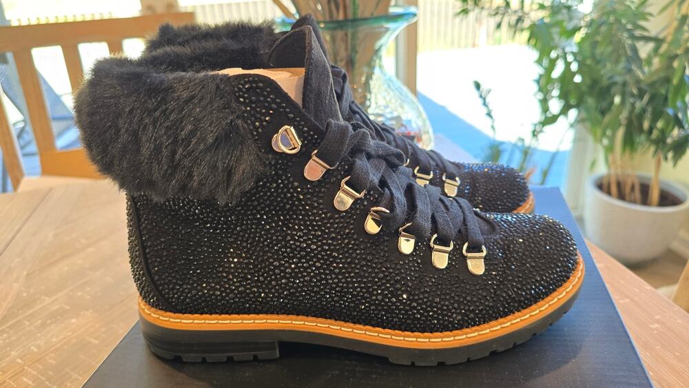 INC International Concepts Pravale 3 Black Bling Boot Sz 7.5